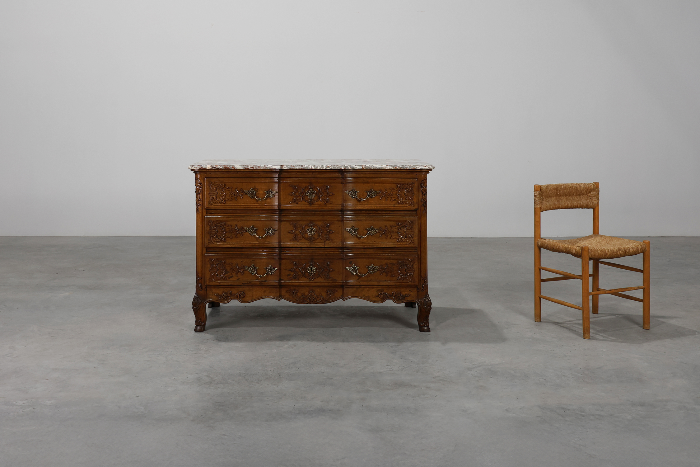 18th Century Louis XV Oak and Marble Chest of Drawers, Francethumbnail